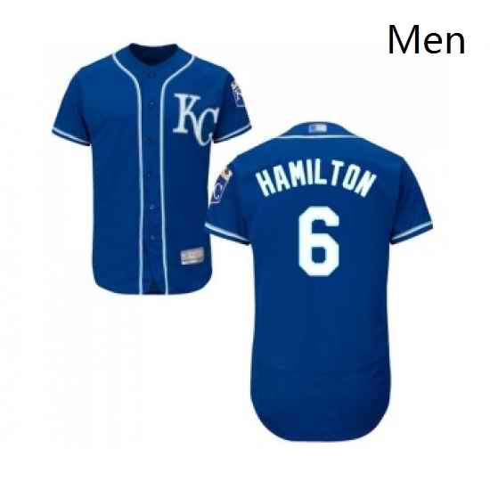 Mens Kansas City Royals 6 Billy Hamilton Royal Blue Alternate Flex Base Authentic Collection Baseball Jersey